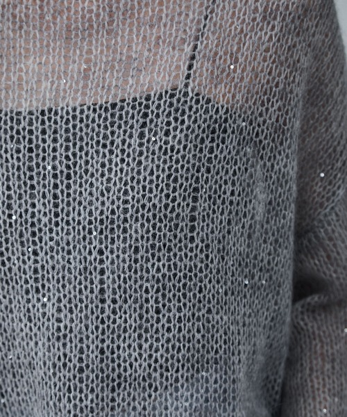 SALON adam et rope'（サロン アダム エ ロペ）の「シアーモヘアスパンコールプルオーバー 2（ニット/セーター・レディース・グレー/レッド/オフホワイト/ピンク・FREE）」の8枚目の写真