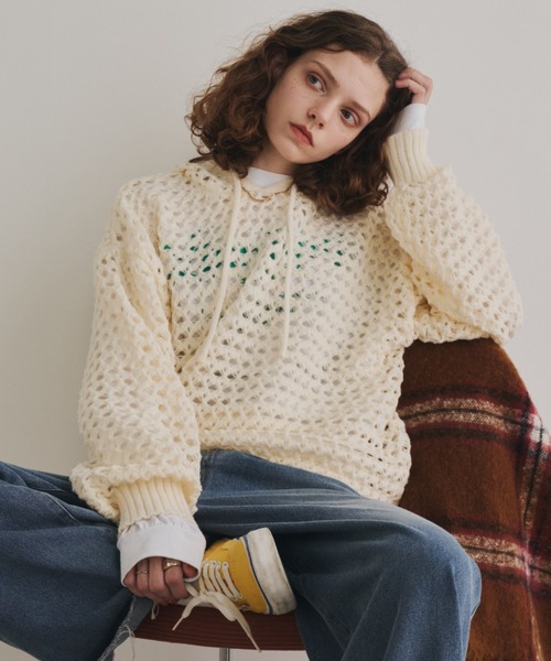 メッシュフーディーニット（ニット/セーター）｜Unitage