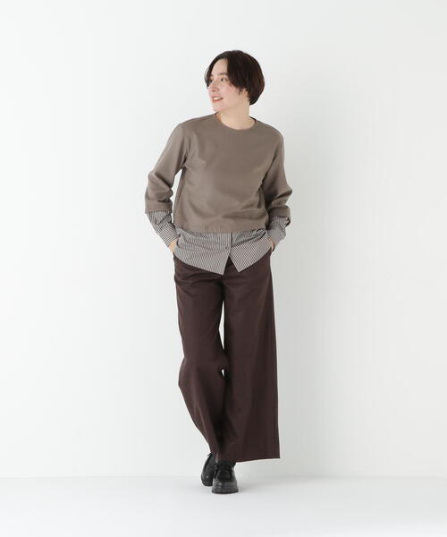 human woman(ヒューマンウーマン)の「◆シャツドッキングミルドジャージープルオーバー(Tシャツ/カットソー・レディース・ブラウン系その他/オレンジ/ネイビー・MEDIUM)」の9枚目の写真