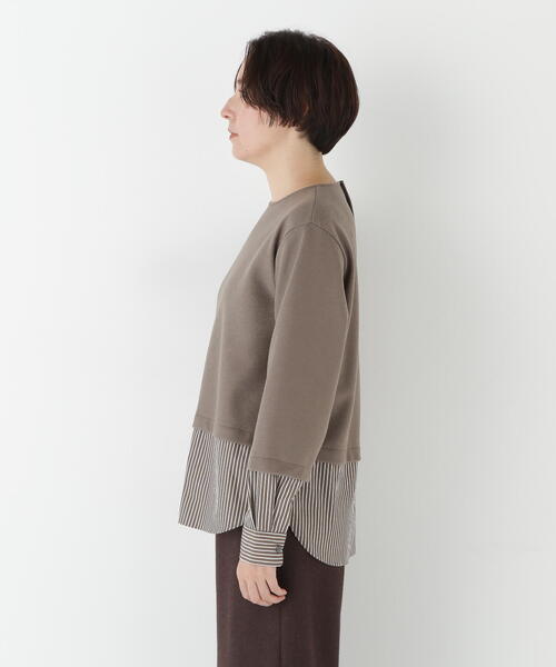 human woman(ヒューマンウーマン)の「◆シャツドッキングミルドジャージープルオーバー(Tシャツ/カットソー・レディース・ブラウン系その他/オレンジ/ネイビー・MEDIUM)」の12枚目の写真
