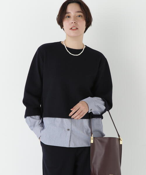 human woman(ヒューマンウーマン)の「◆シャツドッキングミルドジャージープルオーバー(Tシャツ/カットソー・レディース・ブラウン系その他/オレンジ/ネイビー・MEDIUM)」の22枚目の写真