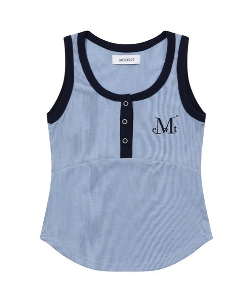 MUCENT（ムセント）の「COLOR-POP BUTTON CROP SLEEVELESS（タンクトップ・レディース・ピンク/ブラウン/カーキ/スカイブルー・FREE）」の3枚目の写真