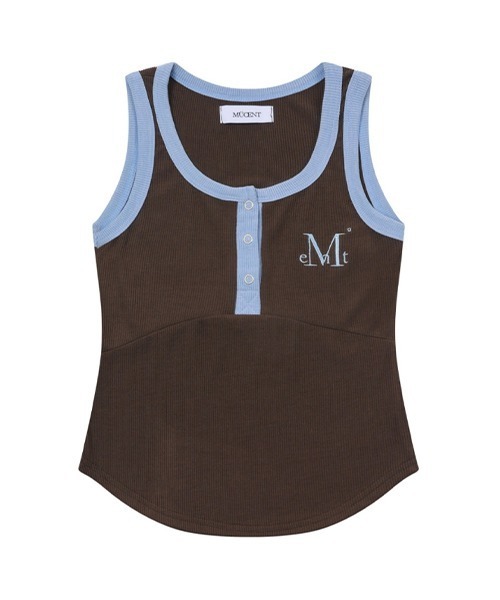 MUCENT（ムセント）の「COLOR-POP BUTTON CROP SLEEVELESS（タンクトップ・レディース・ピンク/ブラウン/カーキ/スカイブルー・FREE）」の12枚目の写真