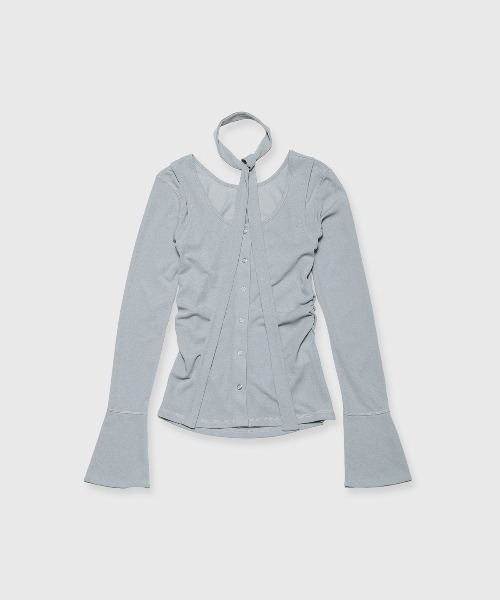 JOSE MOON(ジョゼムーン)の「SCARF CHOKER TOPS/スカーフチョーカートップス(Tシャツ/カットソー・レディース・ブラック/サックスブルー/ホワイト・FREE)」の11枚目の写真