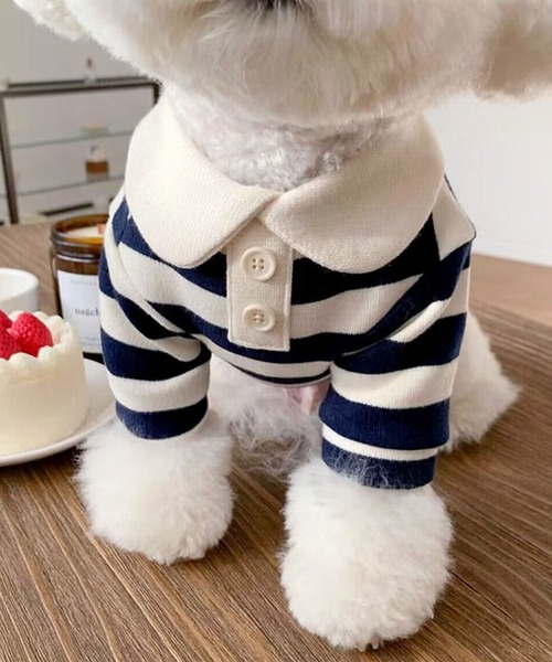 aimoha（アイモハ）の「ボーダー襟付きニット風ペットウェア（ペットウェア・レディース・ピンク/レッド/ネイビー・LARGE/MEDIUM/SMALL/X-LARGE）」の4枚目の写真