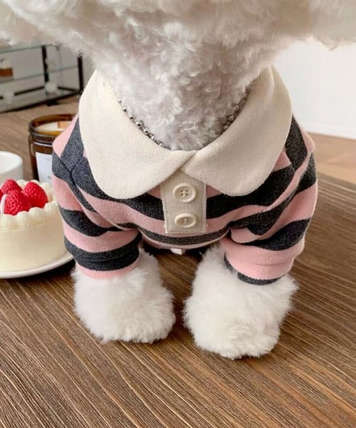 aimoha（アイモハ）の「ボーダー襟付きニット風ペットウェア（ペットウェア・レディース・ピンク/レッド/ネイビー・LARGE/MEDIUM/SMALL/X-LARGE）」の5枚目の写真