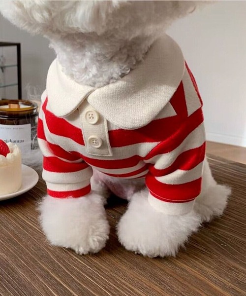 aimoha（アイモハ）の「ボーダー襟付きニット風ペットウェア（ペットウェア・レディース・ピンク/レッド/ネイビー・LARGE/MEDIUM/SMALL/X-LARGE）」の6枚目の写真