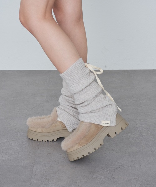 RAY CASSIN（レイカズン）の「リボン付レッグウォーマー（レッグウォーマー・レディース・アイボリー/ブラック/グレー・FREE）」の8枚目の写真