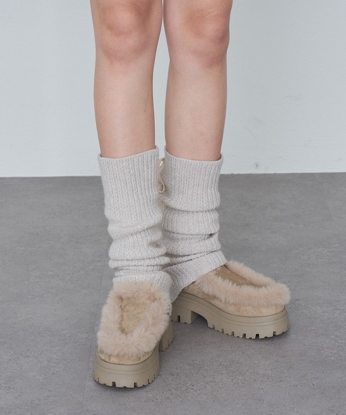 RAY CASSIN（レイカズン）の「リボン付レッグウォーマー（レッグウォーマー・レディース・アイボリー/ブラック/グレー・FREE）」の9枚目の写真