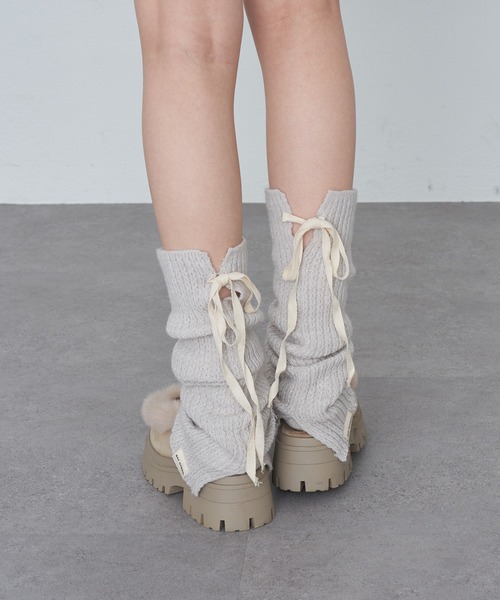 RAY CASSIN（レイカズン）の「リボン付レッグウォーマー（レッグウォーマー・レディース・アイボリー/ブラック/グレー・FREE）」の11枚目の写真