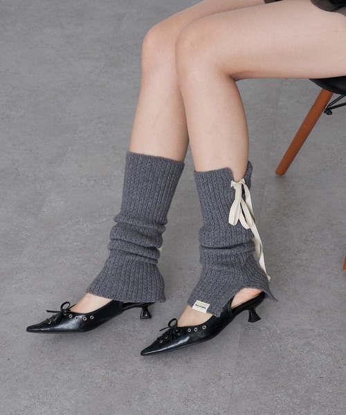 RAY CASSIN（レイカズン）の「リボン付レッグウォーマー（レッグウォーマー・レディース・アイボリー/ブラック/グレー・FREE）」の16枚目の写真