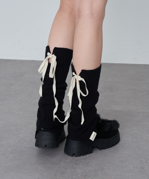 RAY CASSIN（レイカズン）の「リボン付レッグウォーマー（レッグウォーマー・レディース・アイボリー/ブラック/グレー・FREE）」の18枚目の写真