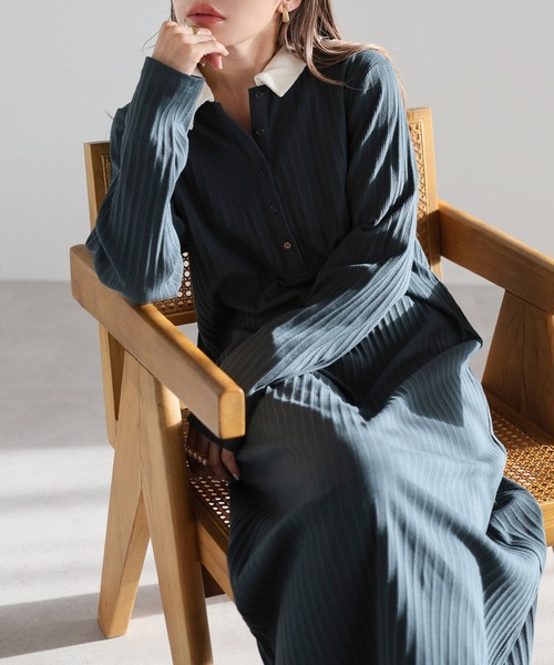 セール】ポロ襟リブワンピース（ワンピース）｜Bonjour Sagan