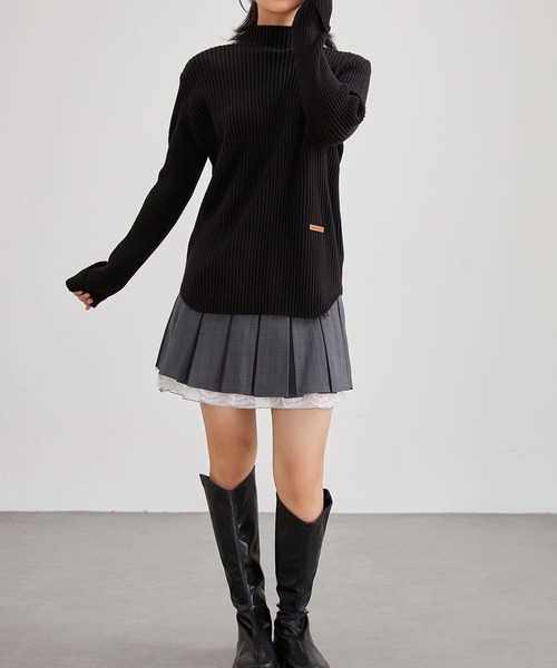 Lace Ladies(レースレディース)の「ハイネック ワンポイント リブ ニット プルオーバー(ニット/セーター・レディース・アイボリー/ブラック/グレー・FREE)」の19枚目の写真