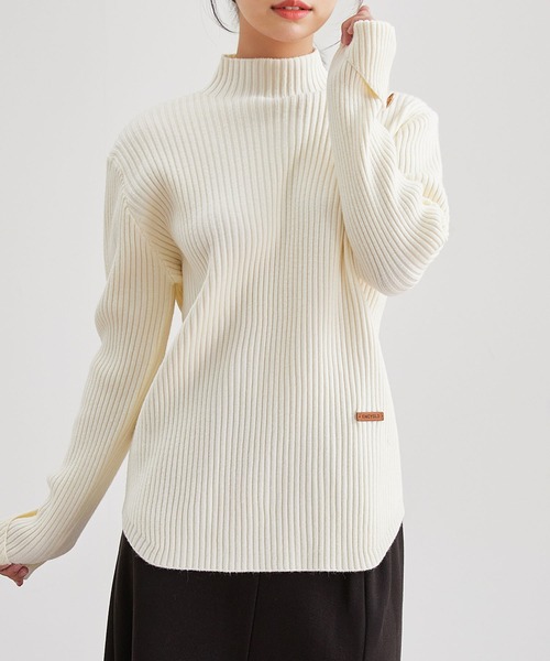 Lace Ladies(レースレディース)の「ハイネック ワンポイント リブ ニット プルオーバー(ニット/セーター・レディース・アイボリー/ブラック/グレー・FREE)」の8枚目の写真