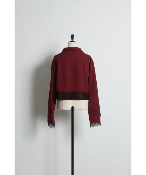 ARVELLIA(アルベリア)の「LACE CONTRAST SHIRT(シャツ/ブラウス・レディース・レッド/ブラック・M)」の6枚目の写真