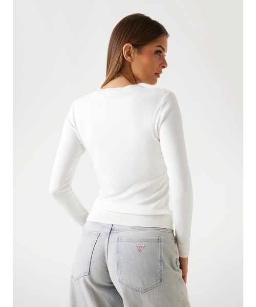 Guess（ゲス）の「Long Sleeves Crew Neck Reyna Logo Sweater ニット セーター （ニット/セーター・レディース・ブラック/クリーム・SMALL/X-SMALL/MEDIUM/LARGE/X-LARGE）」の3枚目の写真