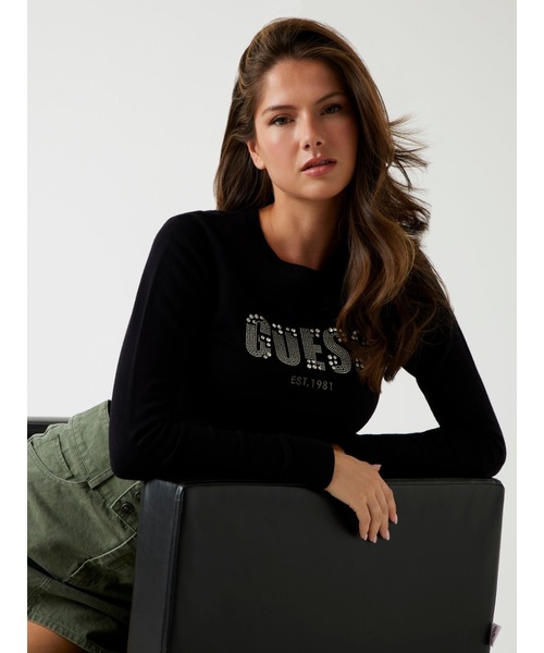 Guess（ゲス）の「Long Sleeves Crew Neck Reyna Logo Sweater ニット セーター （ニット/セーター・レディース・ブラック/クリーム・SMALL/X-SMALL/MEDIUM/LARGE/X-LARGE）」の15枚目の写真
