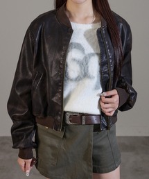 apres jour mignon（アプレジュールミニョン）の「フェイクレザーブルゾン（ブルゾン）」