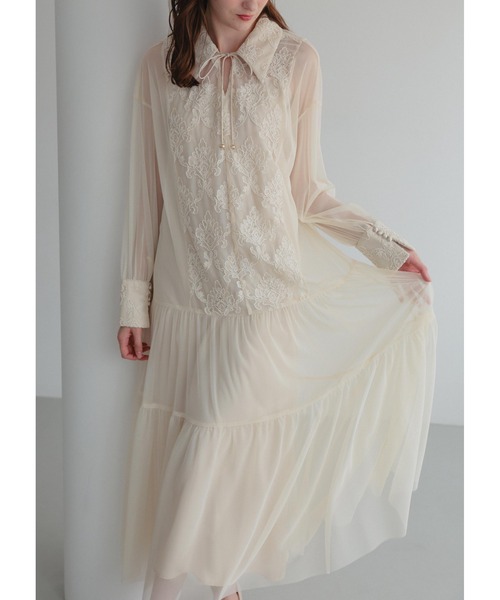 Dorry Doll（ドリードール）の「デザインカラーモールレースドレス（ドレス・レディース・ブラック/ダークブラウン/ホワイト系その他/カーキ・MEDIUM）」の7枚目の写真