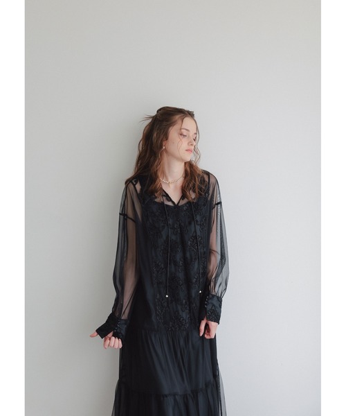 Dorry Doll（ドリードール）の「デザインカラーモールレースドレス（ドレス・レディース・ブラック/ダークブラウン/ホワイト系その他/カーキ・MEDIUM）」の9枚目の写真