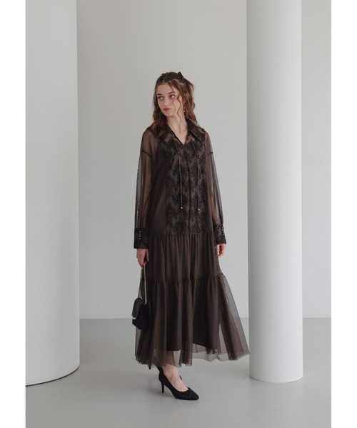 Dorry Doll（ドリードール）の「デザインカラーモールレースドレス（ドレス・レディース・ブラック/ダークブラウン/ホワイト系その他/カーキ・MEDIUM）」の17枚目の写真