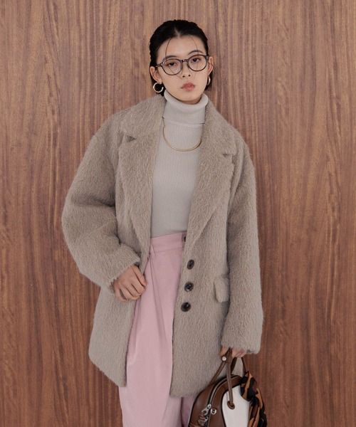 BAYFLOW（ベイフロー）の「シャギージャコット（テーラードジャケット・レディース・ベージュ/ブラウン/グレー/ライトベージュ・SMALL/MEDIUM）」の3枚目の写真