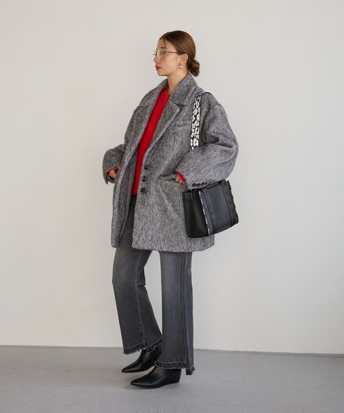 BAYFLOW（ベイフロー）の「シャギージャコット（テーラードジャケット・レディース・ベージュ/ブラウン/グレー/ライトベージュ・SMALL/MEDIUM）」の12枚目の写真