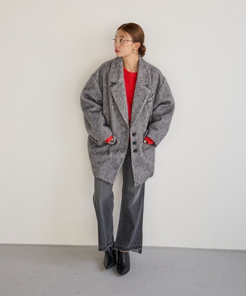 BAYFLOW（ベイフロー）の「シャギージャコット（テーラードジャケット・レディース・ベージュ/ブラウン/グレー/ライトベージュ・SMALL/MEDIUM）」の6枚目の写真