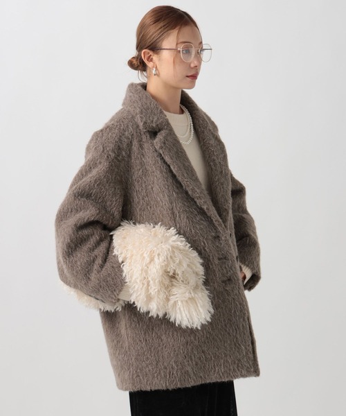 BAYFLOW（ベイフロー）の「シャギージャコット（テーラードジャケット・レディース・ベージュ/ブラウン/グレー/ライトベージュ・SMALL/MEDIUM）」の18枚目の写真