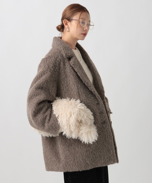 BAYFLOW（ベイフロー）の「シャギージャコット（テーラードジャケット・レディース・ベージュ/ブラウン/グレー/ライトベージュ・SMALL/MEDIUM）」の19枚目の写真