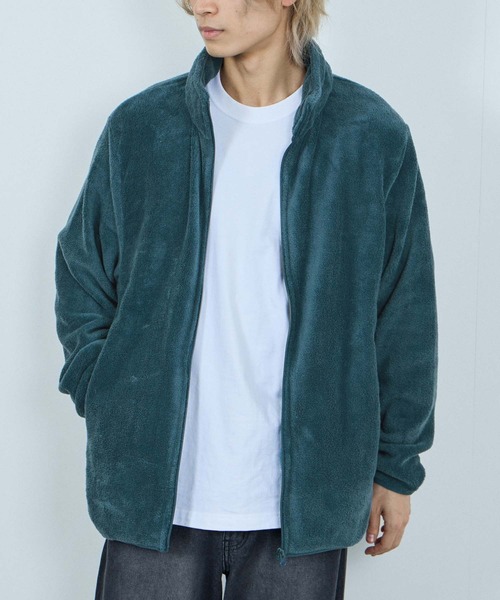 NAVY（ネイビー）の「NAVY シャギーフリースジップジャケット（ブルゾン・メンズ・グレイッシュベージュ/ブルーグリーン/ブラック/ピンク/ネイビー・L/M/S/XL）」の4枚目の写真