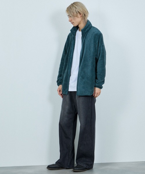 NAVY（ネイビー）の「NAVY シャギーフリースジップジャケット（ブルゾン・メンズ・グレイッシュベージュ/ブルーグリーン/ブラック/ピンク/ネイビー・L/M/S/XL）」の13枚目の写真