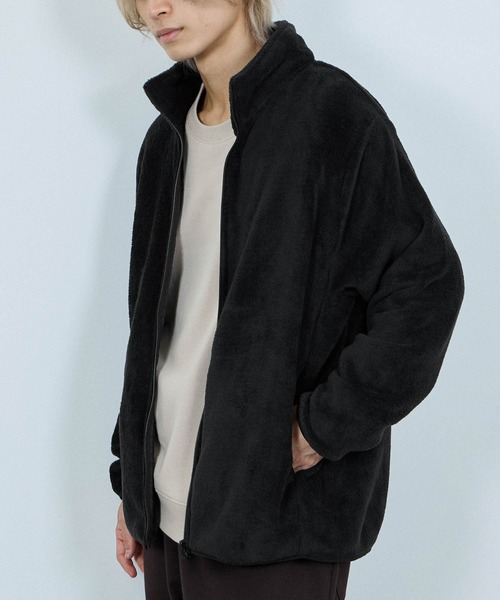 NAVY（ネイビー）の「NAVY シャギーフリースジップジャケット（ブルゾン・メンズ・グレイッシュベージュ/ブルーグリーン/ブラック/ピンク/ネイビー・L/M/S/XL）」の14枚目の写真