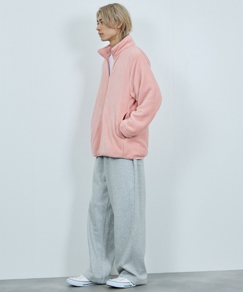 NAVY（ネイビー）の「NAVY シャギーフリースジップジャケット（ブルゾン・メンズ・グレイッシュベージュ/ブルーグリーン/ブラック/ピンク/ネイビー・L/M/S/XL）」の17枚目の写真