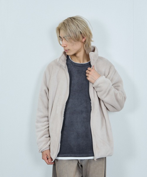 NAVY（ネイビー）の「NAVY シャギーフリースジップジャケット（ブルゾン・メンズ・グレイッシュベージュ/ブルーグリーン/ブラック/ピンク/ネイビー・L/M/S/XL）」の22枚目の写真