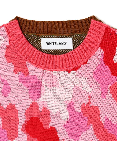 WHITELAND（ホワイトランド）の「WHITELAND/ホワイトランド/CAMO LINKING KNIT（ニット/セーター・メンズ・ピンク/ブルー・F）」の6枚目の写真