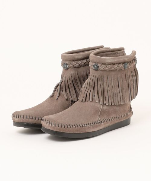 Minnetonka（ミネトンカ）の「【W】【it】【IW5】【MINNETONKA】ハイ トップ バック ジッパー HI TOP BACK ZIP BOOTS（ブーツ・レディース・グレー/ブラック・5.5/6）」の2枚目の写真