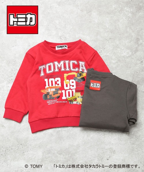 DILASH（ディラッシュ）の「【トミカ / 綿100%】こうじげんばのはたらくくるまトレーナー（スウェット・キッズ・レッド/チャコールグレー・80/90/100/110/120/130）」の5枚目の写真