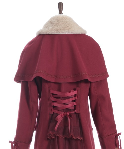 axes femme ケープセットバッスルコート ワインレッド Mサイズ axes femme（アクシーズ ファム） ダッフルコート コート ケープセット
