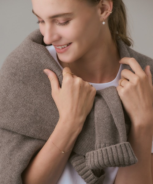 アガット agete ムーンストーン ブレスレット K10ダイヤモンド／ムーンストーンブレスレット（0．01ct