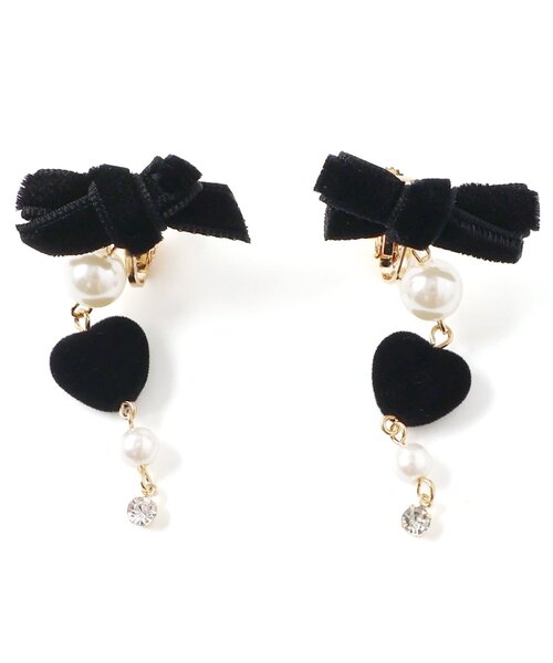 algy(アルジー)の「リボンパールイヤリング(イヤリング・キッズ・ブラック・FREE)」の1枚目の写真