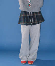 LAYERED SKIRT TRAINING PANTS GREY CHECK
