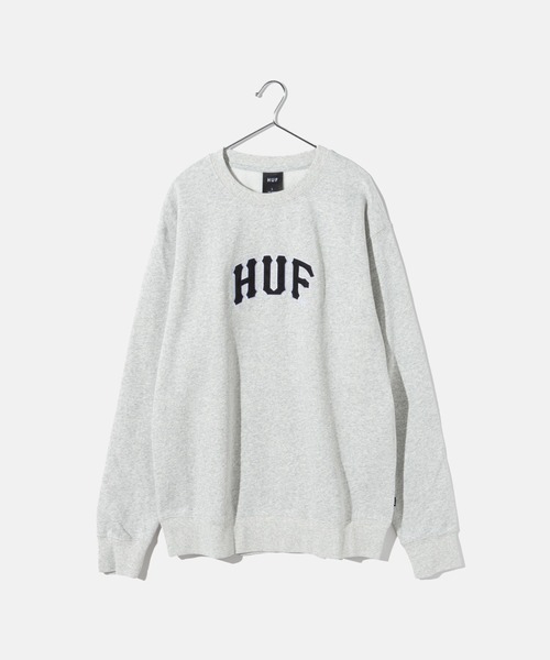 HUF(ハフ)の「HUF ARCH APPLIQUE CREWNECK ハフ アーク アップリケ ロゴ スウェット(スウェット・メンズ・ホワイト系1/ブラック・MEDIUM/X-LARGE/LARGE/SMALL)」の2枚目の写真