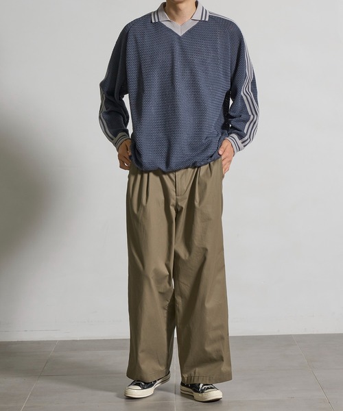 CITY TOKYO(シティトウキョウ)の「【CITY TOKYO/シティートーキョー】Mesh knit game shirt(ニット/セーター・メンズ・グレイッシュベージュ/ダークブルー・2/1)」の12枚目の写真