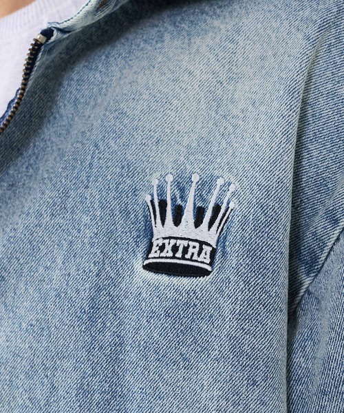 RE730（アールイーセブンサーティー）の「古着風ビンテージデニムパーカー（ブルゾン・メンズ・ブルー/ブラック/サックスブルー・MEDIUM/LARGE）」の10枚目の写真
