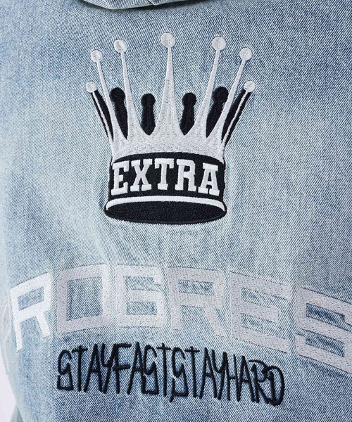 RE730（アールイーセブンサーティー）の「古着風ビンテージデニムパーカー（ブルゾン・メンズ・ブルー/ブラック/サックスブルー・MEDIUM/LARGE）」の13枚目の写真