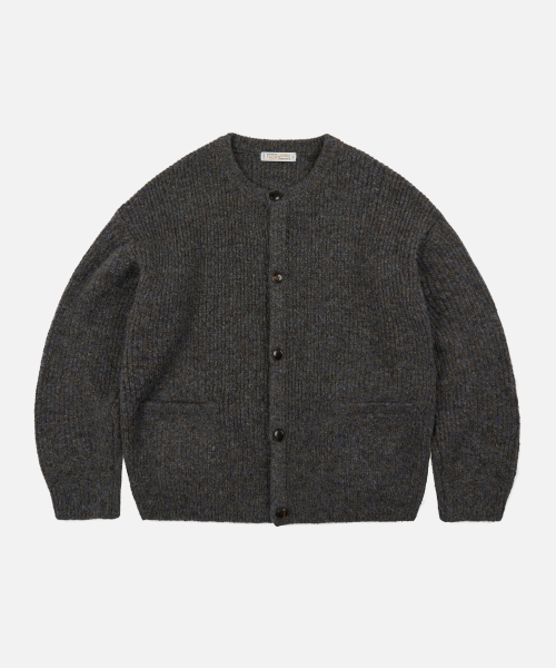 BRUSHED WOOL ROUND CARDIGAN — кардиган из расчёсанной шерсти, коричневый