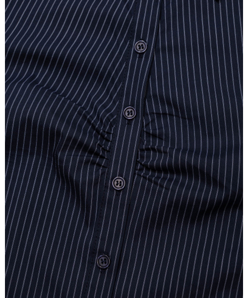 MOAA（モア）の「Stripe Gather Shirt (NAVY)（シャツ/ブラウス・レディース・その他・SMALL/MEDIUM）」の4枚目の写真