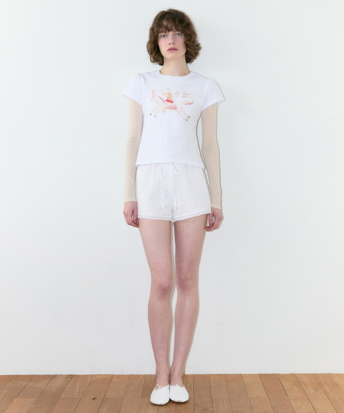 SINOON(シヌーン)の「Unicorn Puff T-Shirt (White)(Tシャツ/カットソー・レディース・ホワイト・SMALL/MEDIUM)」の2枚目の写真
